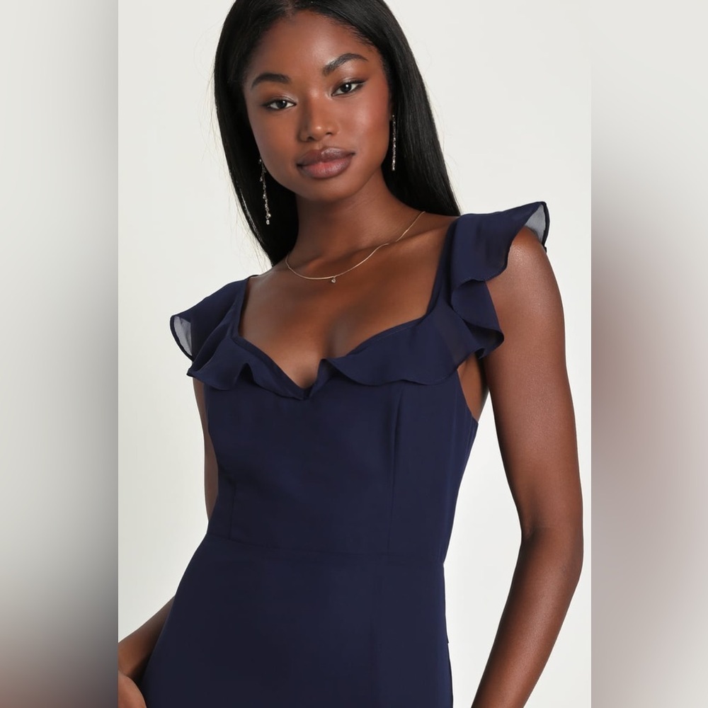 Lulus Sweetest Entrance Navy Blue Ruffled Tie-Back
Maxi Dress - Picture 4 of 7